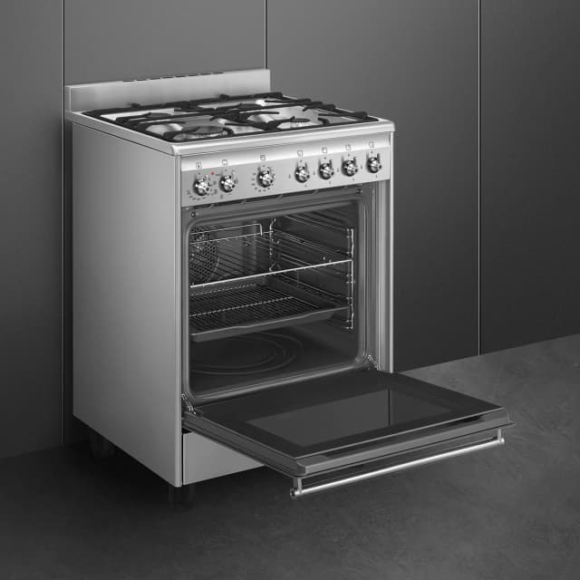 Detalle de Smeg CX60GMX cocina compacta gas de 60 cm con 1 cavidad de horno