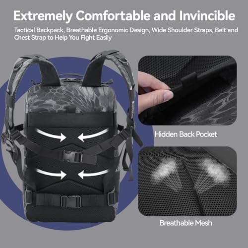 Thumbnail 6 de Delgeo Mochila Táctica 45L Militar Plegable Impermeable con sistema MOLLE (45 x 30 x 20 cm)