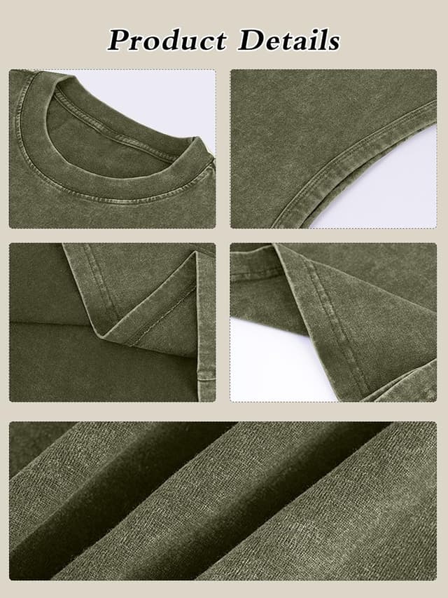 Detalle de SnowElve Men’s Acid Wash Vintage Cotton Workout Tank Top (Sleeveless Muscle Tee)