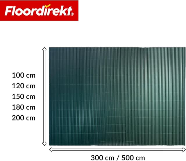 Detalle de Floordirekt PVC Sichtschutzmatte 200 x 300 cm in Grün – Windschutz mit Lamellen für Garten, Balkon & Terrasse