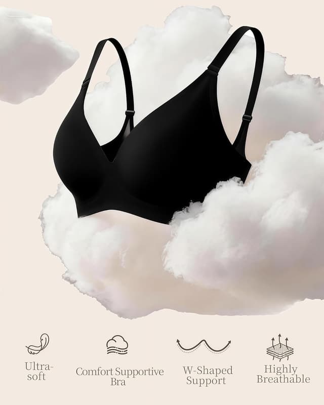 Detalle de Curlady Women’s Wireless Jelly Bra – seamless non-wired V-neck bralette with soft support