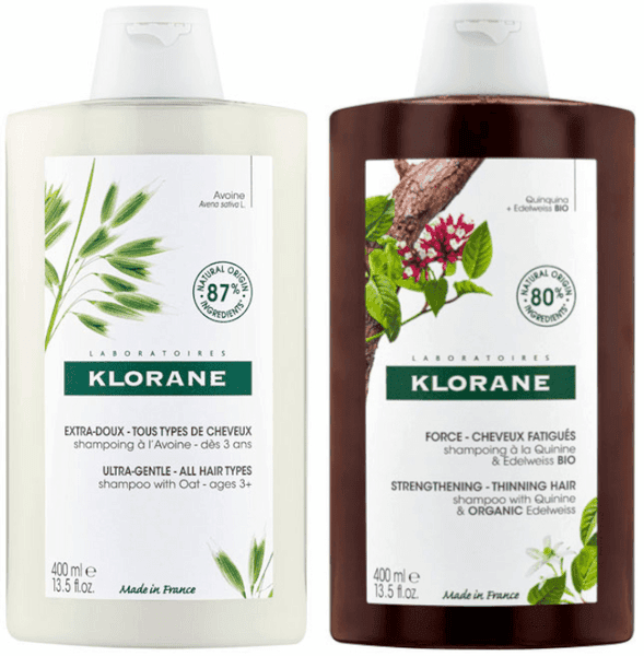 Detalle de Klorane Champú Avena 400 ml + Quinina y Edelweiss Bio 400 ml