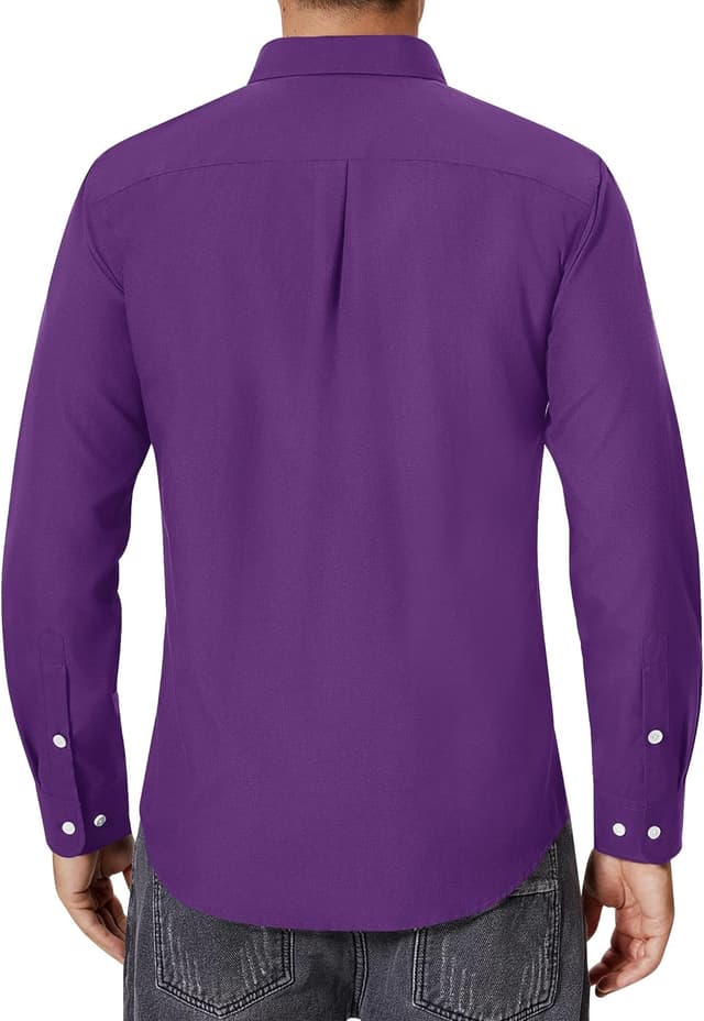 Detalle 2 de siliteelon Men’s Oxford Shirt Long Sleeve Smart Casual Regular Fit with Pocket (Button Down)