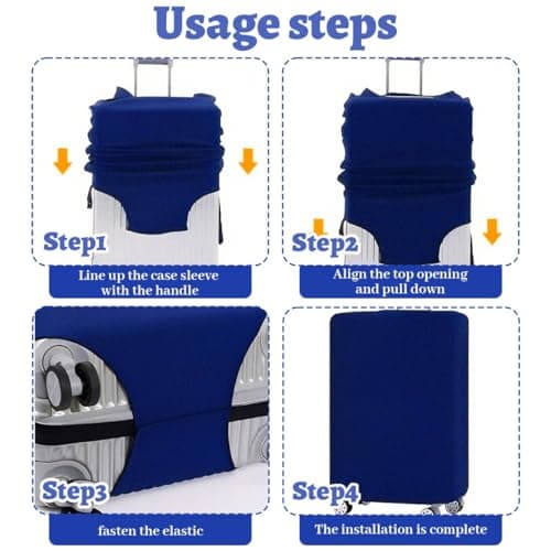 Detalle de COYUN funda elástica para maleta grande (18-21 pulgadas) azul, protección antipolvo y contra arañazos