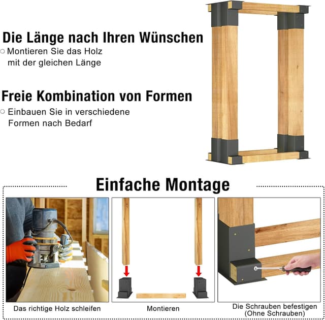 Thumbnail 4 de YRHome Holzstapelhilfe Feuerverzinkt 8 Stück