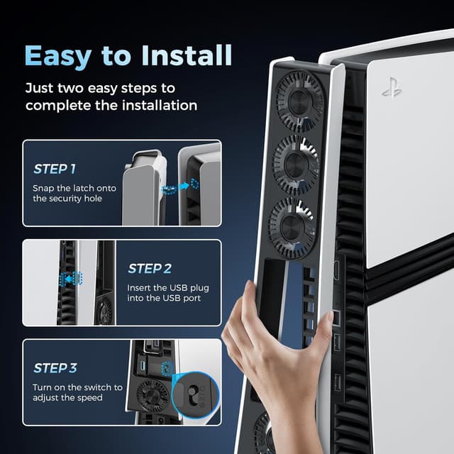 Thumbnail 6 de 4 Cooling Fan for PS5 Pro Accessories – Upgraded quiet cooler fans with adjustable speed and USB port (PS5 Pro only)