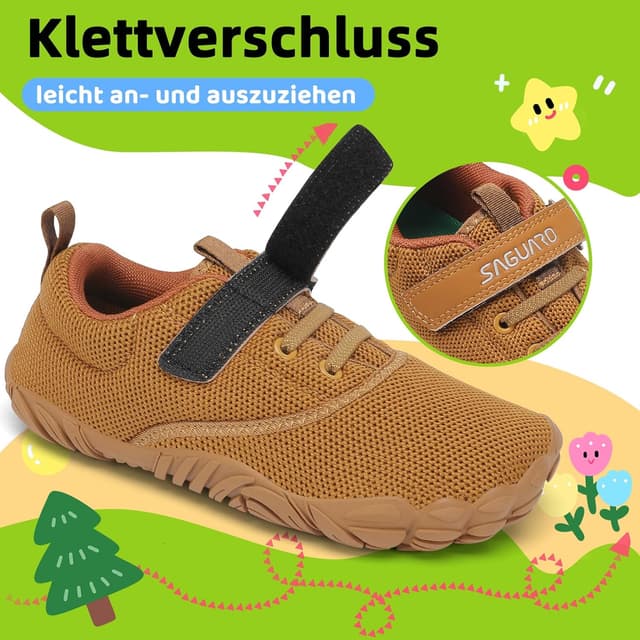 Detalle 2 de SAGUARO Kinder Barfußschuhe leicht & rutschfest mit Klettverschluss (Gr. 24–36)