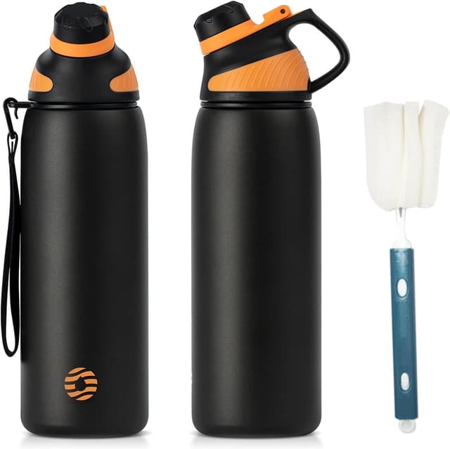 Detalle de Fjbottle Edelstahl Sport-Trinkflasche mit magnetischem Deckel, 1.500 ml – auslaufsicher, BPA-frei, thermisch für Schule & Fitness