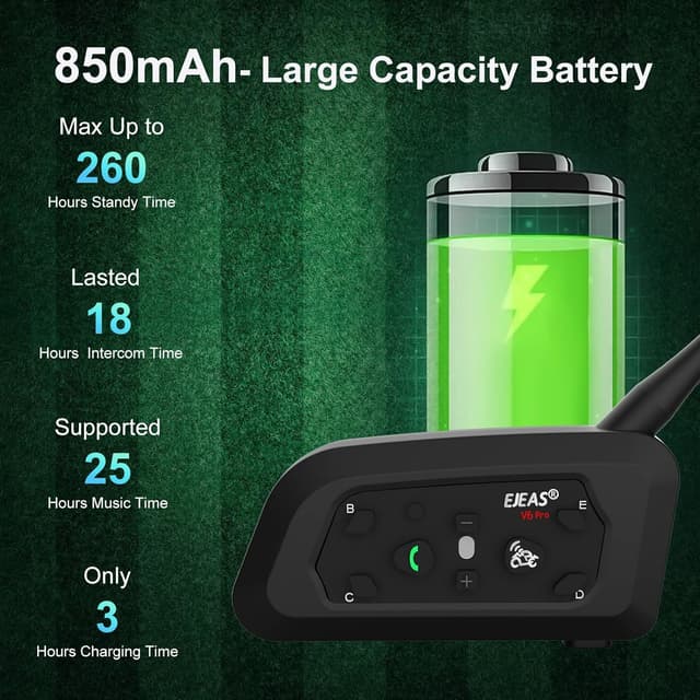 Detalle de EJEAS V6C Bluetooth-Schiedsrichter-Headset Intercom für bis zu 6 Personen