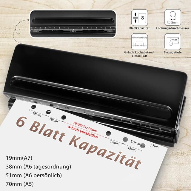 Detalle 2 de Verstellbarer 6‑Loch‑Locher 5,5 mm