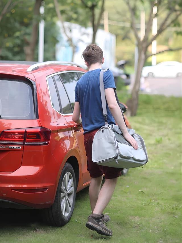 Detalle de FUKUMARU Transportbox für Katzen & Hunde: faltbare Tragetasche bis 22 kg, hellgrau, groß