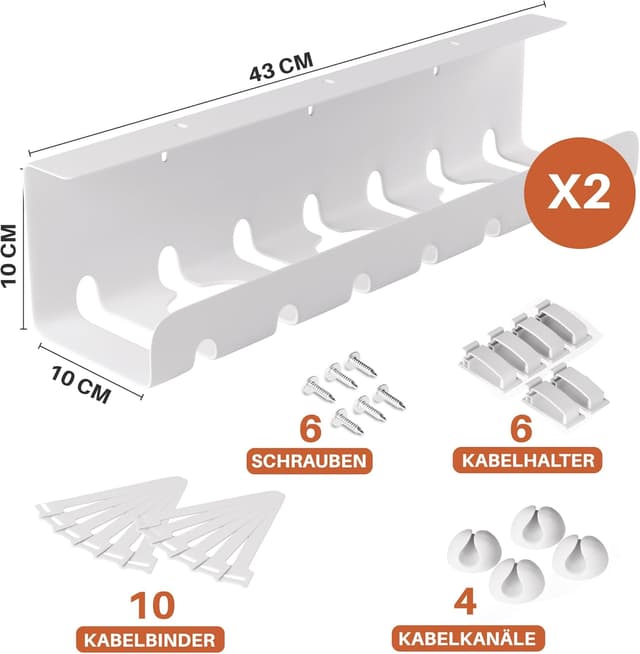 Thumbnail 3 de 2er Set Kabelmanagement Schreibtisch Weiß