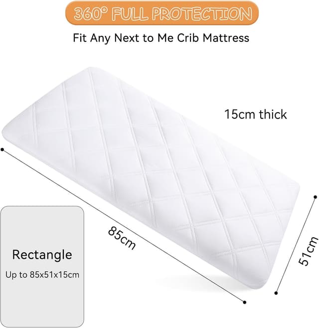Detalle 2 de Yoofoss Next to Me Crib Mattress Protector (2 Pack) 51 x 85 cm Waterproof