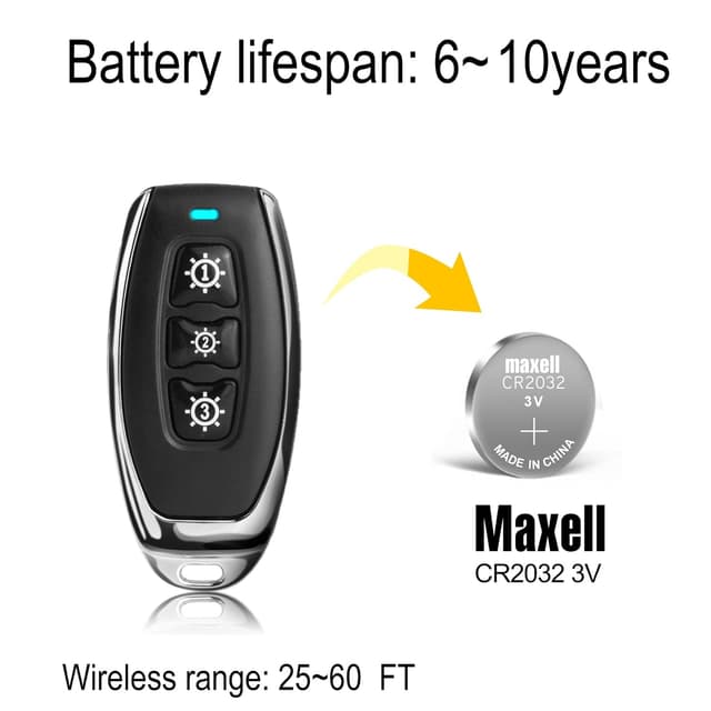 Detalle de Thinkbee Funklichtschalter (Lichtschalter Set) mit zusätzlicher Fernbedienung – kabelloser Schalter für Innen und Außen