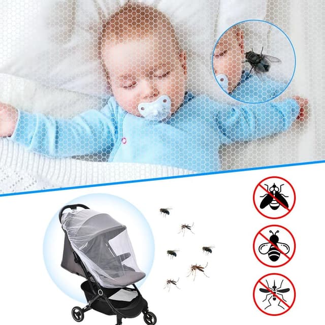 Detalle 2 de Vicloon Zanzariera Passeggino universale in bianco per carrozzina e seggiolino auto