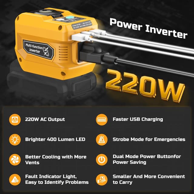 Thumbnail 2 de Dewalt 20V 220W Power Inverter