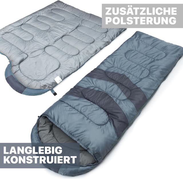 Detalle de MalloMe Schlafsack Outdoor für Erwachsene und Kinder – Winterschlafsack leicht & wasserabweisend