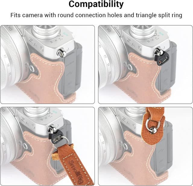 Detalle de SMALLRIG Leder Kameragurt 3485 (Vintage Braun) aus echtem Leder