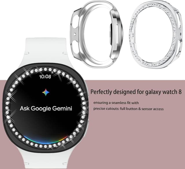 Detalle de 4X Bling Case for Samsung Galaxy Watch 8 40mm (2025) — Diamond Bumper Hard PC Cover (Black/Rosegold/Silver/Gold)