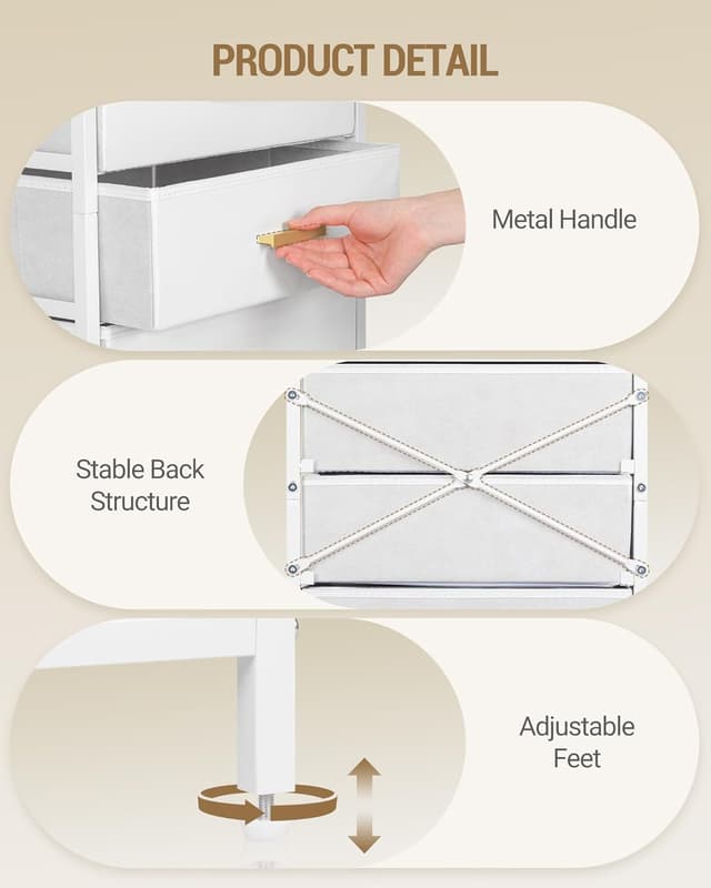 Thumbnail 6 de Hzuaneri Commode Chambre 6 tiroirs pliables blanc