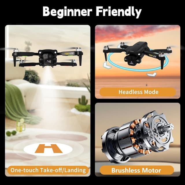 Detalle de Toladrone TD12LCD Drohne mit Kamera – faltbarer Quadrocopter mit LCD-Fernbedienung und Echtzeitübertragung