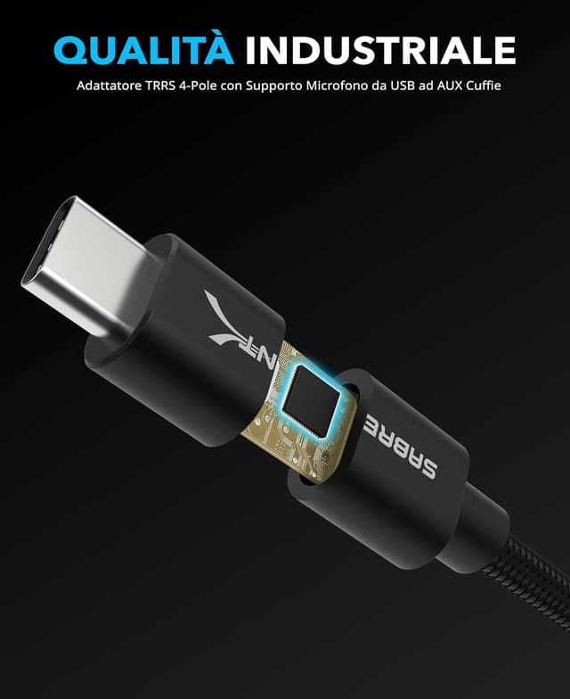 Thumbnail 3 de SABRENT CB-UC35 adattatore attivo USB-C a jack audio TRRS da 3,5 mm (microfono + ascolto)