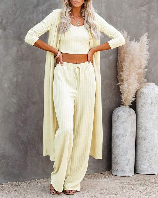 Detalle 2 de Fessceruna 3-Piece Knit Loungewear Set for Women