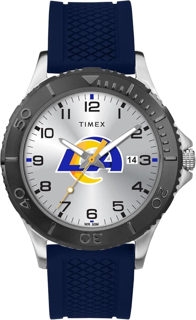 Detalle de Timex NFL Gamer Watch with 42mm brass case and blue 20mm silicone strap