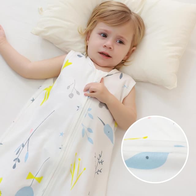 Thumbnail 6 de Mosebears Sacco nanna estivo per bambini 0,5 Tog in cotone traspirante (2 confezioni, M 6-12 mesi) con fantasia animali