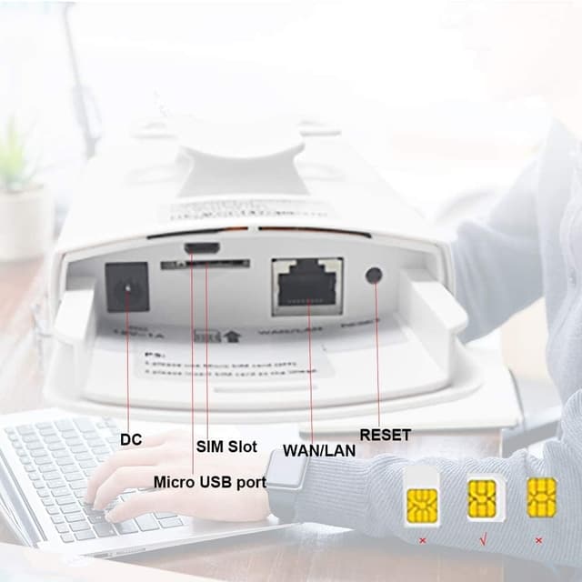 Detalle 2 de KuWFi CPF905 Router 4G LTE CAT4 150Mbps esterno con slot SIM e antenne duali