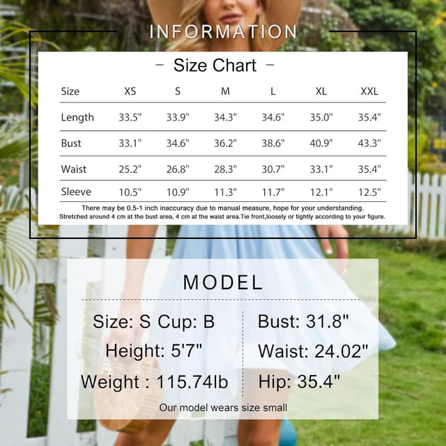 Detalle 2 de EXLURA Women’s 2026 Summer Short Puff Sleeve Mini Dress with Tie Back & Square Neck