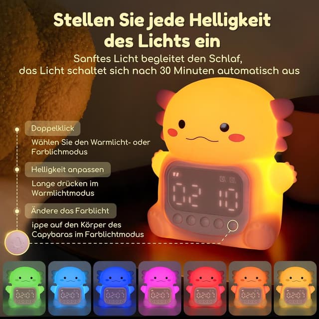 Detalle de Yiliaw Axolotl Wecker mit Nachtlicht