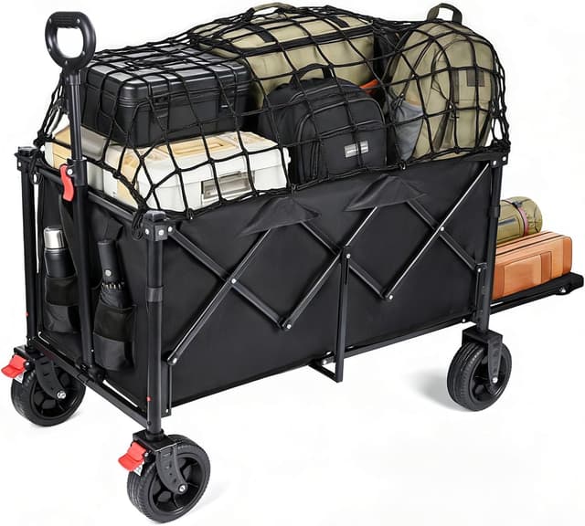 Detalle de YEAUPE PRO Chariot de transport pliable 120–160L avec hayon rabattable et freins