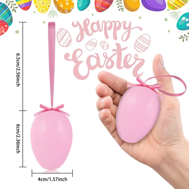 Detalle 2 de AhfuLife Easter Hanging Eggs set (12 pcs) – colourful plastic hanging decorations for Easter trees