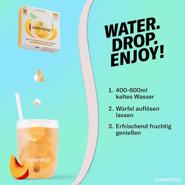 Detalle de waterdrop® Beeren & Früchte Set – 48 zuckerfreie Waterdrop Würfel aus fruchtigen & pflanzlichen Aromen