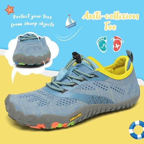 Detalle de SAGUARO zapatillas minimalistas barefoot de secado rápido para niños (turquesa) talla 30 EU