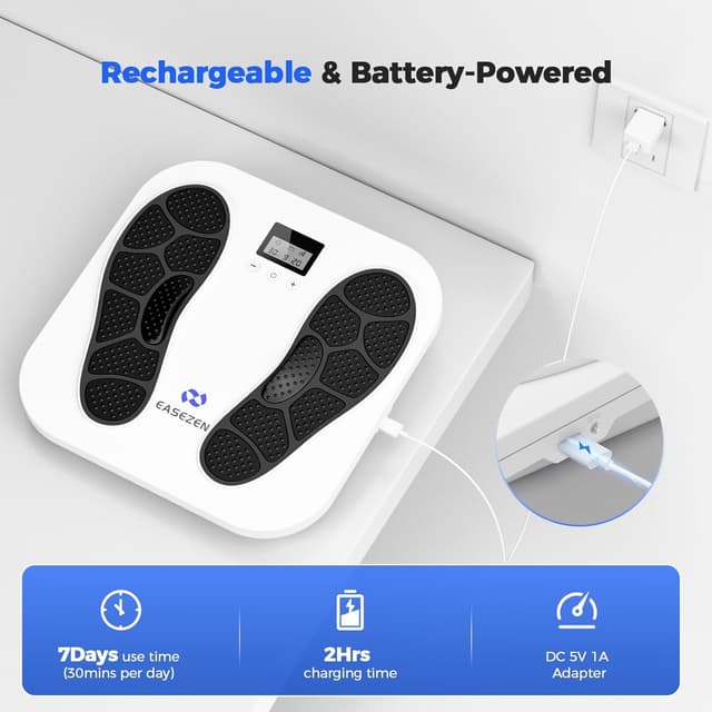 Detalle 2 de Medic Circulation Booster for Feet and Legs – Electric EMS Foot Massager with TENS Technology, 10 Modes and 20 Intensities (White)