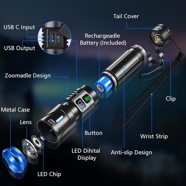 Detalle 1 de Voylite LED Torch 500000 lumen rechargeable