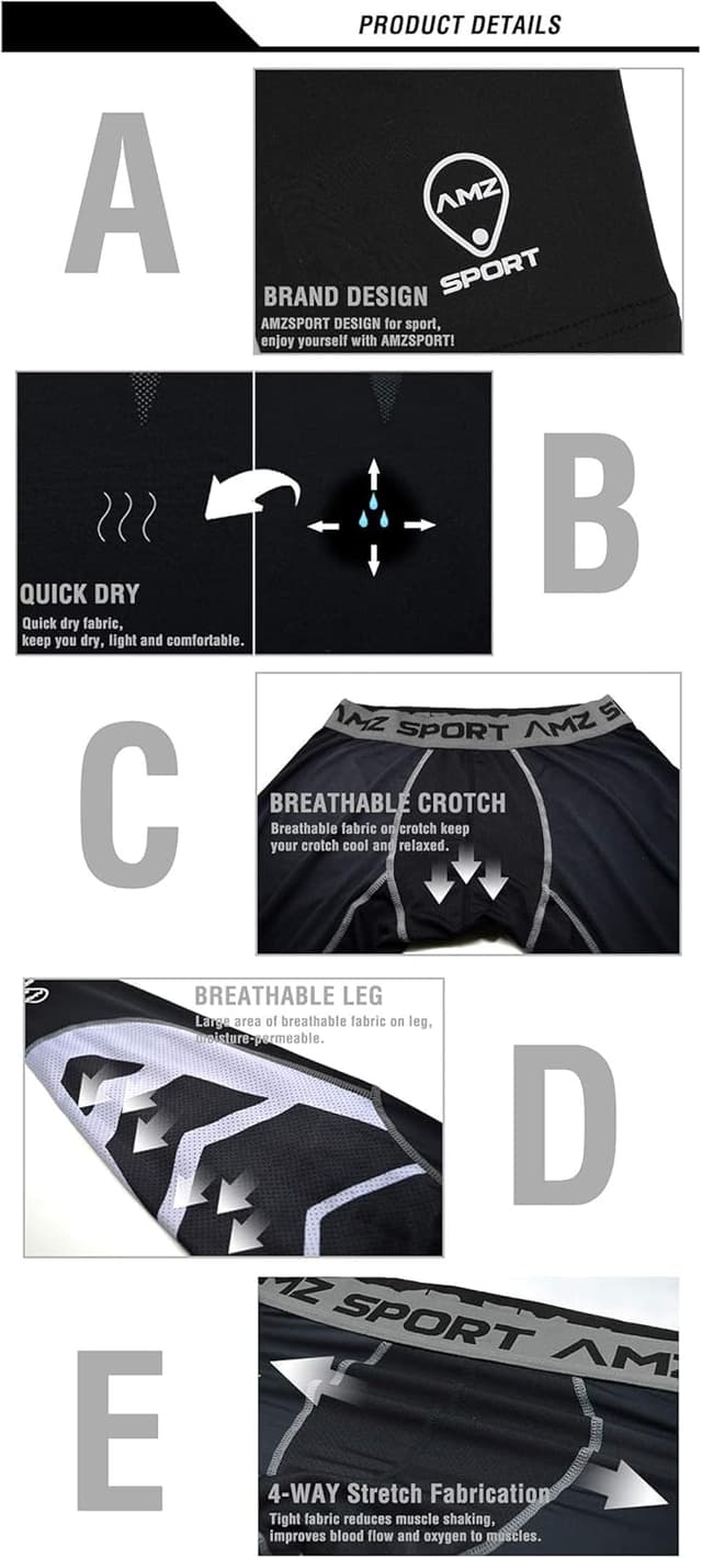 Thumbnail 4 de AMZSPORT Pantaloni a compressione uomo leggins da palestra