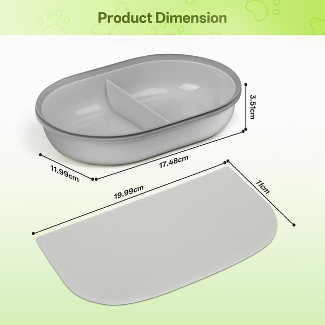Detalle de Mat and Bowl Set for Automatic Microchip Pet Feeder (Single & Split Bowl + Mat), Grey