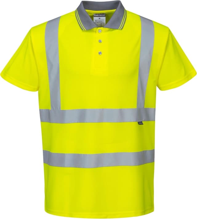Detalle de Portwest Hi-Vis Short Sleeve Polo à manches courtes, tissu respirant et UPF 40+