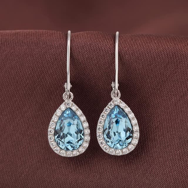 Detalle de jiamiaoi Hängende Tropfen-Ohrringe aus 925 Silber mit 18 Karat Weißgold-Plattierung (Zirkonia)