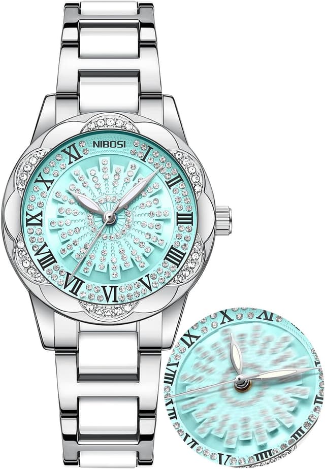 Thumbnail 6 de NIBOSI Orologio da donna analogico al quarzo con quadrante diamantato e lunetta con dettagli luminosi