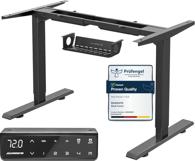 Detalle de MAIDeSITe T2 Pro Dual Motor Adjustable Height Standing Desk Frame (Black) with memory smart panel