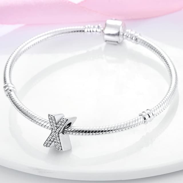 Detalle de CQWVB Buchstabe Charm Anhänger aus 925 Sterling Silber (Alphabet A–Z) für Armband & Kette