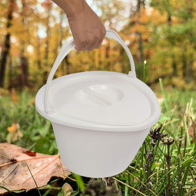 Detalle de Outvita Pot de chambre adulte 5 L pour camping et voyages, toilette portable amovible avec porte-papier hygiénique