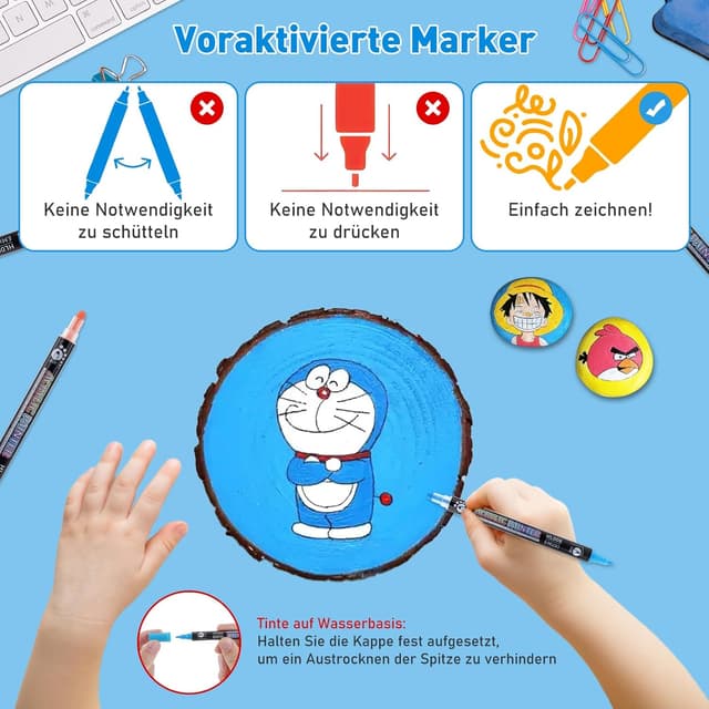 Detalle de TEVILIK 36 Acrylstifte für Steine – wasserfeste Doppelspitze (1–5 mm)