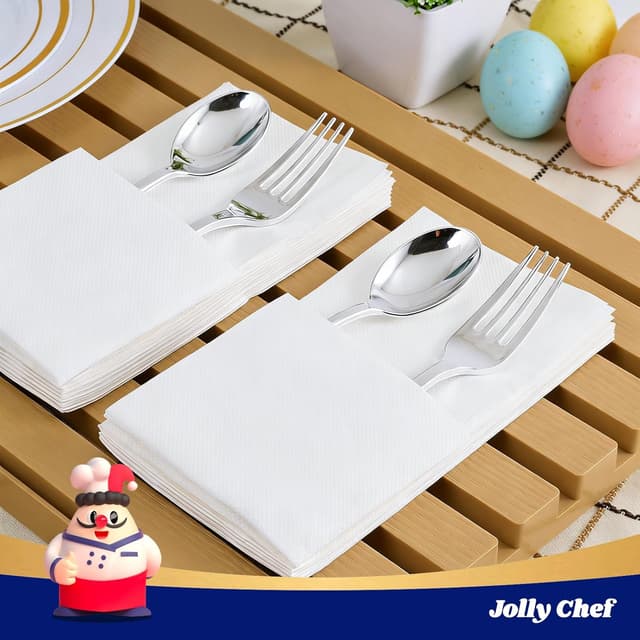 Detalle 2 de JOLLY CHEF 400-Pack Disposable Paper Napkins (2-Ply) for Parties & Guests