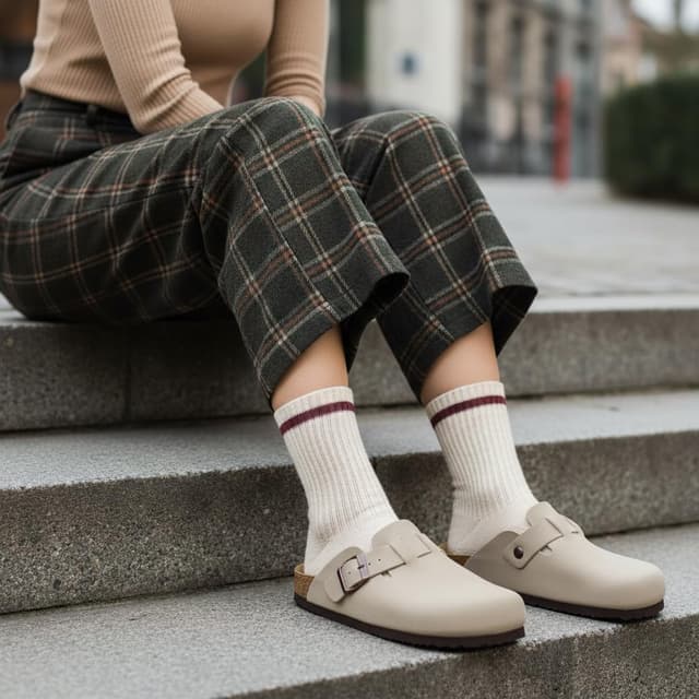 Detalle de CUSHIONAIRE Hana Vegan Suede Clogs with Arch Support đ