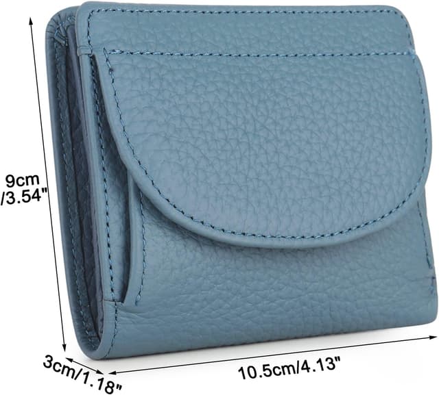 Detalle de Coopay Small Compact Leather Purse – Ladies coin purse wallet with RFID protection and coin tray, Blue